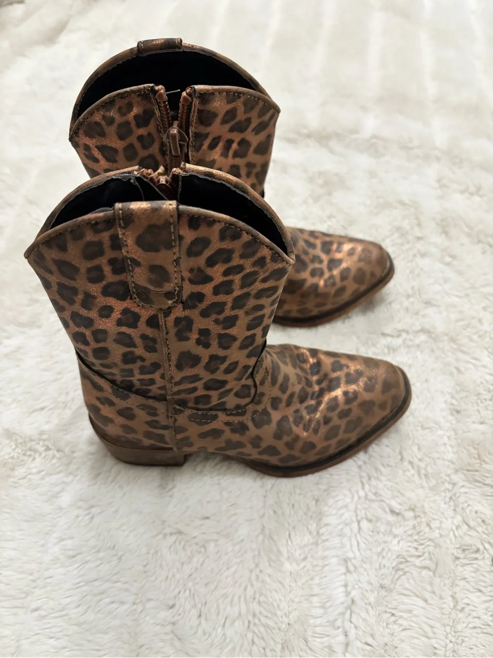 Roper Kids Leopard-Print Western Boots - Metallic Brown Girls size 7
